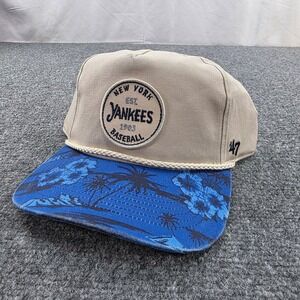 New York Yankees 47 Brand Fiji Rope Hitch‎ Hat Blue Floral Brim Beige Crown
